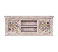 Meuble TV - Giner y Colomer - Bois de manguier - Incrustations céramique et bronze - 2 portes, 4 tiroirs