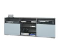 Meuble TV Granada, Lowboard avec 2 portes et 6 compartiments ouverts, anthracite mat-denim mat