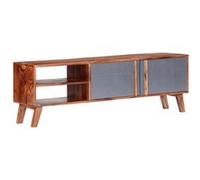 vidaXL Meuble TV gris en bois massif 140 x 30 x 45 cm
