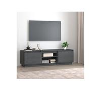 Meuble TV Gris 140x35x40 cm Bois de pin massif814316