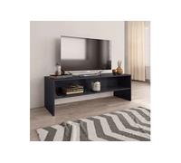 vidaXL Meuble TV, Armoire de Télévision avec Compartiment, Meuble Télé de Salon Salle de Séjour Intérieur, Moderne, Gris Brillant Bois d’Ingénierie