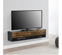 Meuble TV Halmstad - EN.CASA - 140 x 31 x 30 cm - Noir Chêne Foncé - Bois - Panneaux de particules