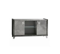 Meuble TV 2 Portes 105cm aspect béton ciré 2 tons éclairage Led - HAMPTON