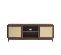 Meuble TV HARIA effet noyer et rotin 150cm - Bois