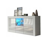 Meuble TV haut BIG JIVE 145 cm blanc laqué avec LEDS