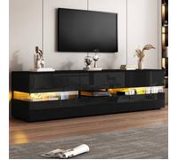 Meuble TV haute brillance - 160x39x45cm - avec éclairage LED - compartiment ouvert - adapté aux téléviseurs de 70 pouces - noir