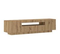 Meuble TV Flottant Moderne avec lumières LED Design Tendance Rangement 160 x 35 x 40 cm en Bois d'ingénierie chêne Artisanal 02_0050869