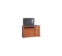 Générique Meuble TV 55 Pouces Merisier 3 Portes 1 Abattant Vitré L 120.5 H 77 P 46.5 cm