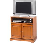 Générique Meuble TV Plateau Pivotant et Coulissant 3 Niches 2 Portes Merisier Louis Philippe Largeur 82 Hauteur 77 Profondeur 46.5 cm
