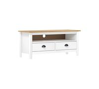 Vidaxl Meuble Tv Hill Range Blanc 110x40x47 Cm Bois De Pin Solide Blanc