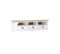 vidaXL Meuble TV Hill Range Blanc 158x40x47 cm Bois de pin solide 288930