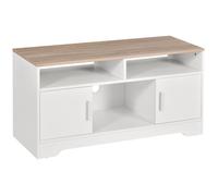 HomCom Meuble TV 2 compartiments ouverts, 2 armoires à porte, 1 armoire ouverte 105x40x52 cm Blanc