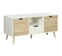 Meuble tv - HOMCOM - banc télé buffet bas rangement sur pied 2 placards chambre salon - bois - 110x40x50cm