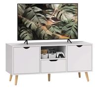 HOMCOM Meuble TV Banc TV sur Pied avec 2 Placards en Bois 110 x 40 x 50 cm | Buffet Bas, Meuble de Rangement, pour Chambre Salon