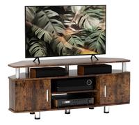 HOMCOM Meuble TV Meuble télé Bois Banc TV pour téléviseur jusqu'à 55 Pouces avec Grand Plateau, placards à Portes et Compartiment Ouvert pour Salon Chambre à Coucher, 120 x 40 x 52 cm, Marron