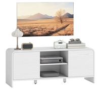 Meuble TV - HOMCOM - pour téléviseur jusqu'à 55 pouces - 2 portes, 2 compartiments et étagère réglable - MDF - 110x35x45cm - blanc