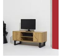 Meuble TV - HOME DECO FACTORY - Calypso - Élégant - Bois et Métal - Marron et Noir