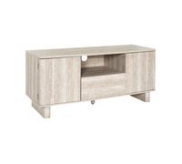 HOME DECO FACTORY - HD7777 - Meuble TV Pietra avec Rangements Fermés et Niche Centrale - Design Sobre en Bois MDF - Idéal pour Équipements Multimédias - Couleur Blanc Beige - Taille Standard