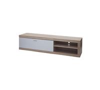 Meuble TV HWC-L33 Bois 43x180x41cm Compartiment de rangement, imitation chêne, blanc