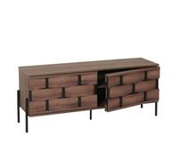 Meuble TV HWC-M44 Design 3D tressé Push-to-Open Portes 120cm, Marron