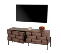 Rack TV HWC-M44, Table TV Lowboard Armoire TV Commode, compartiments de rangement, design 3D tressé Push-to-open portes 120cm, brun
