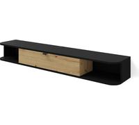 Meuble TV Icarus 156 cm NOIR MAT / CHÊNE ARTISAN - Meuble TV mural - Meuble suspendu - Buffet bas moderne pour le salon