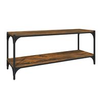 Meuble TV Industriel 100 x 33 x 41 cm Bois et Acier | 2 étagères, cadre en acier, bois d'ingénierie, surface lisse, table de salon, étagère latérale, couloir, manuel de montage