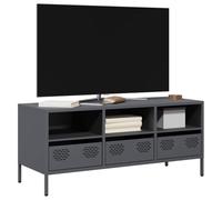 Meuble TV Industriel Anthracite en Acier Laminé à Froid 101,5 cm, Meuble de Rangement Salon avec 3 Compartiments et 3 Tiroirs, Étagère Télé Moderne pour Salon et Chambre, Pieds Réglables
