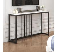 Meuble TV industriel haut et table console étroite - Table d'entrée en pierre de 140 cm pour salon, couloir, foyer, bureau, couloir - Design élégant et peu encombrant