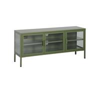 Meuble TV industriel métal et verre trempé 3 portes 120cm vert - Arkansas