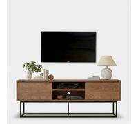 Meuble TV industriel moderne 140x40x50cm en bois et métal Rodez