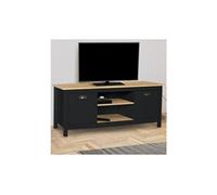 IDMarket Meuble TV ISIS 113 cm Campagne Bois et Noir