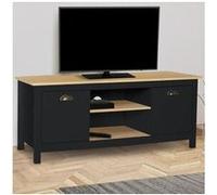 IDMarket Meuble TV ISIS 113 cm Campagne Bois et Noir