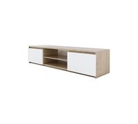 Toilinux - Meuble TV - Jack - Chêne et Blanc - 120 x 36 x 40 cm Marron