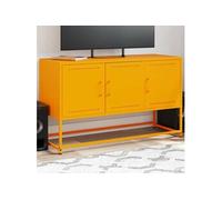 vidaXL Meuble TV jaune moutarde 100,5x39x60,5 cm acier, support TV, buffet TV, meuble multimédia, banc TV, armoire hifi, 846479 Jaune G