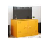 vidaXL Meuble TV jaune moutarde 67x39x44 cm acier, banc TV, meuble télé, meuble multimédia, buffet TV, meuble hifi, centre 841637