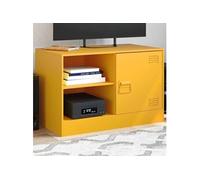 Meuble TV jaune moutarde 67x39x44 cm acier, banc TV, meuble télé, meuble multimédia, buffet TV, meuble hifi, centre 841697
