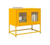 Meuble TV jaune moutarde 68x39x60,5 cm acier laminé à froid, banc tv, meuble hifi, centre de divertissement, buffet 853335