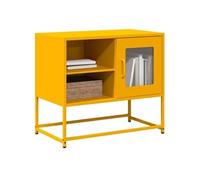 Meuble TV jaune moutarde 68x39x60,5 cm acier, support TV, buffet TV, meuble multimédia, banc TV, meuble hifi, centre 853389