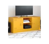 Meuble TV jaune moutarde 99x39x44 cm acier, banc TV, meuble télé, meuble multimédia, buffet TV, meuble hifi, centre 841688