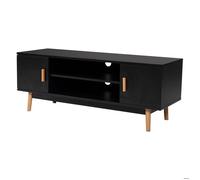 Happy Garden Meuble TV Joey Noir. Meuble Bas Style scandinave pour télévision et Console de Jeux. Meuble avec armoires et étagères.
