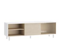 Meuble TV Jusqu’à 60 Pouces pour Salon Banc Verre cannelé Moderne 140 x 39 x 45 cm Beige 12_0006566
