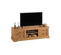 Meuble TV KENT en pin massif, finition teintée/cirée