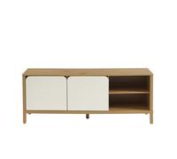 Meuble TV KILDA effet chêne et portes blanches 140cm - Bois