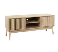 HOME DECO FACTORY Bibliothèque KLAUS – Bois naturel, 4 portes, 100x35x140 cm, Marron