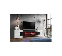 Meuble TV Komodee MERANO - LED RGB - Blanc et Noir - 230 x 53 cm