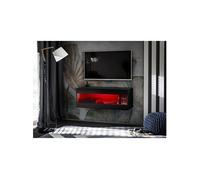 Komodee, Meuble TV, Tivoli RTV2, Noir/Noir, Largeur 100cm x Hauteur 36cm x Profondeur 35cm, LED RGB, pour Salon, Chambre à Coucher