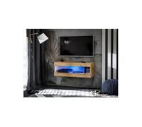 Meuble TV Komodee TIVOLI RTV2 - LED Bleues - Marron - 100 x 36 cm - Mat