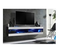 Meuble TV Komodee TIVOLI SET4 - LED Bleues - Espace ouvert Noir Blanc 35 x 200 x 41 cm