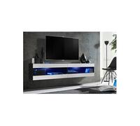 Meuble TV Komodee TIVOLI SET4 - LED Bleues - Espace ouvert Noir Blanc 35 x 200 x 41 cm